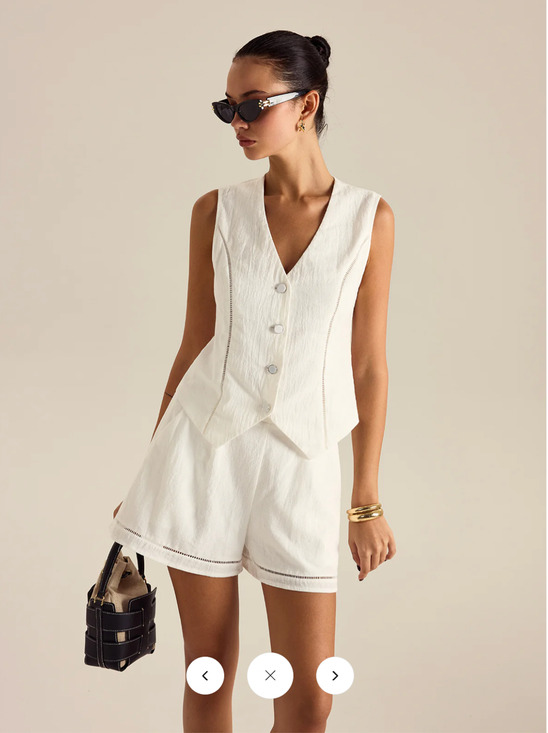 Commense Tops - NWT commense Cotton Button Detail Vest Top With Pockets Shorts Set Sz M